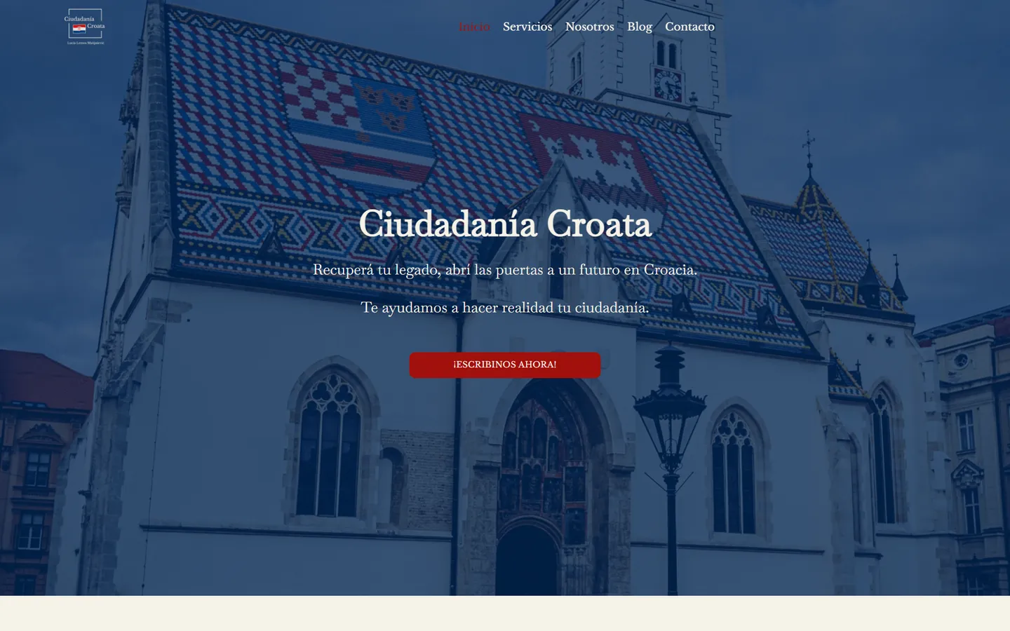 Captura del sitio anterior de Ciudadanía Croata, antes del rework