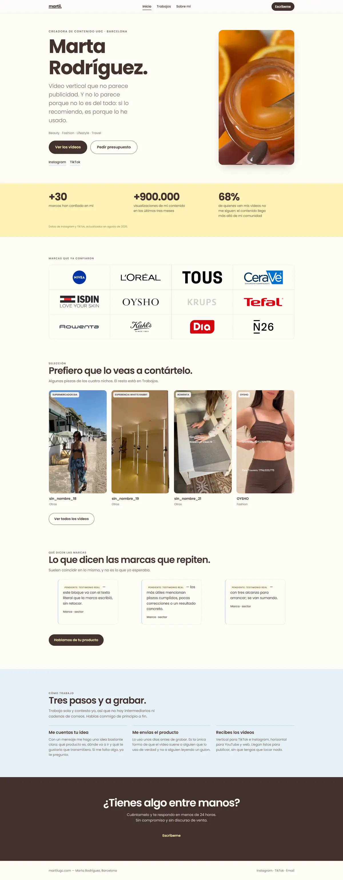 Captura del portfolio de Marta Rodríguez, martiiugc.com